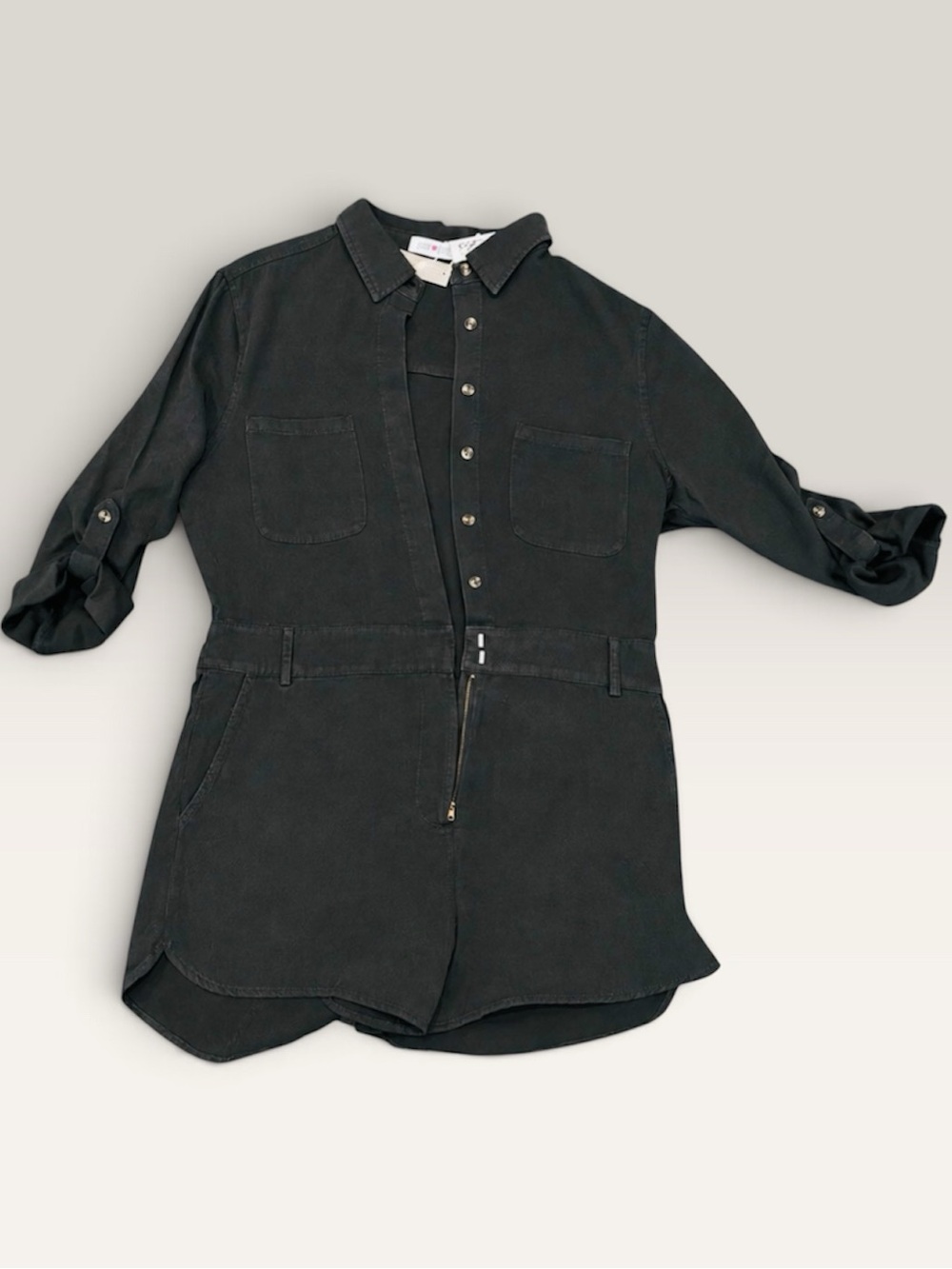 Buddy Basics charcoal Button-Front Short Romper NEW with tags